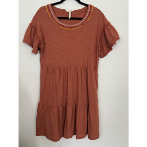 Matilda Jane Ruffle Tiered Midi Dress Size M Brown Casual